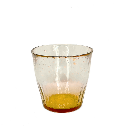 HYŌKA GOLD ACCENTED HANDBLOWN ROCK GLASS ORANGE