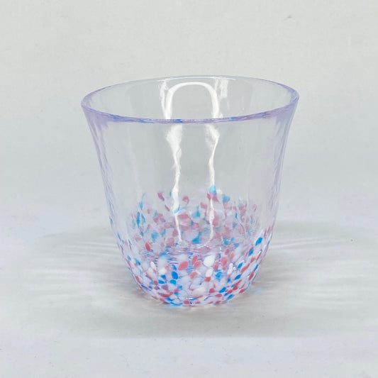 CHERRY BLOSSOMS AND BLUE SKY HANDBLOWN GLASS TUMBLER