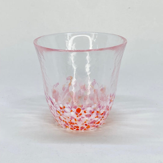 CHERRY BLOSSOMS AND SUNSET SKY HANDBLOWN GLASS TUMBLER