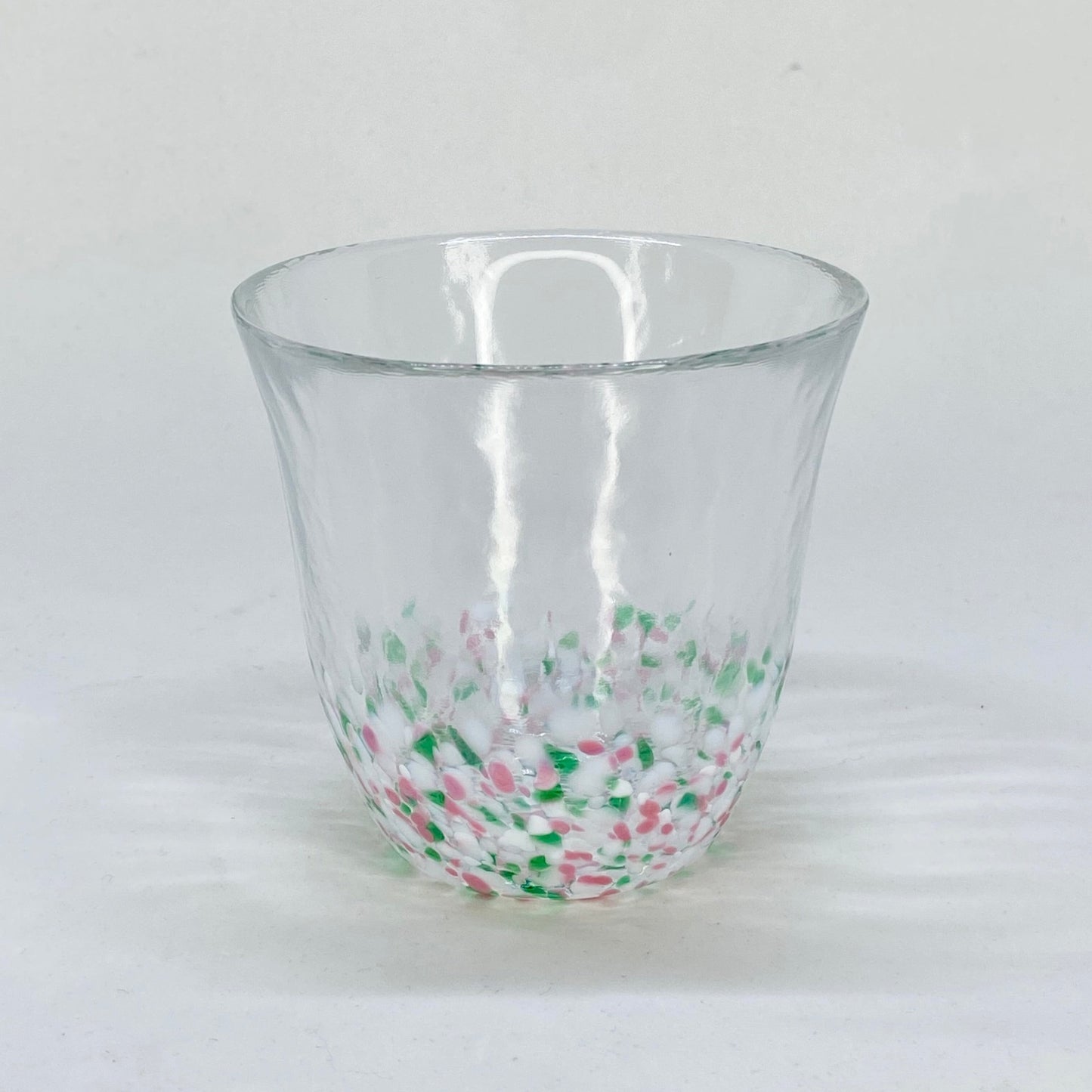 CHERRY BLOSSOMS AND FRESH GREENERY HANDBLOWN GLASS TUMBLER