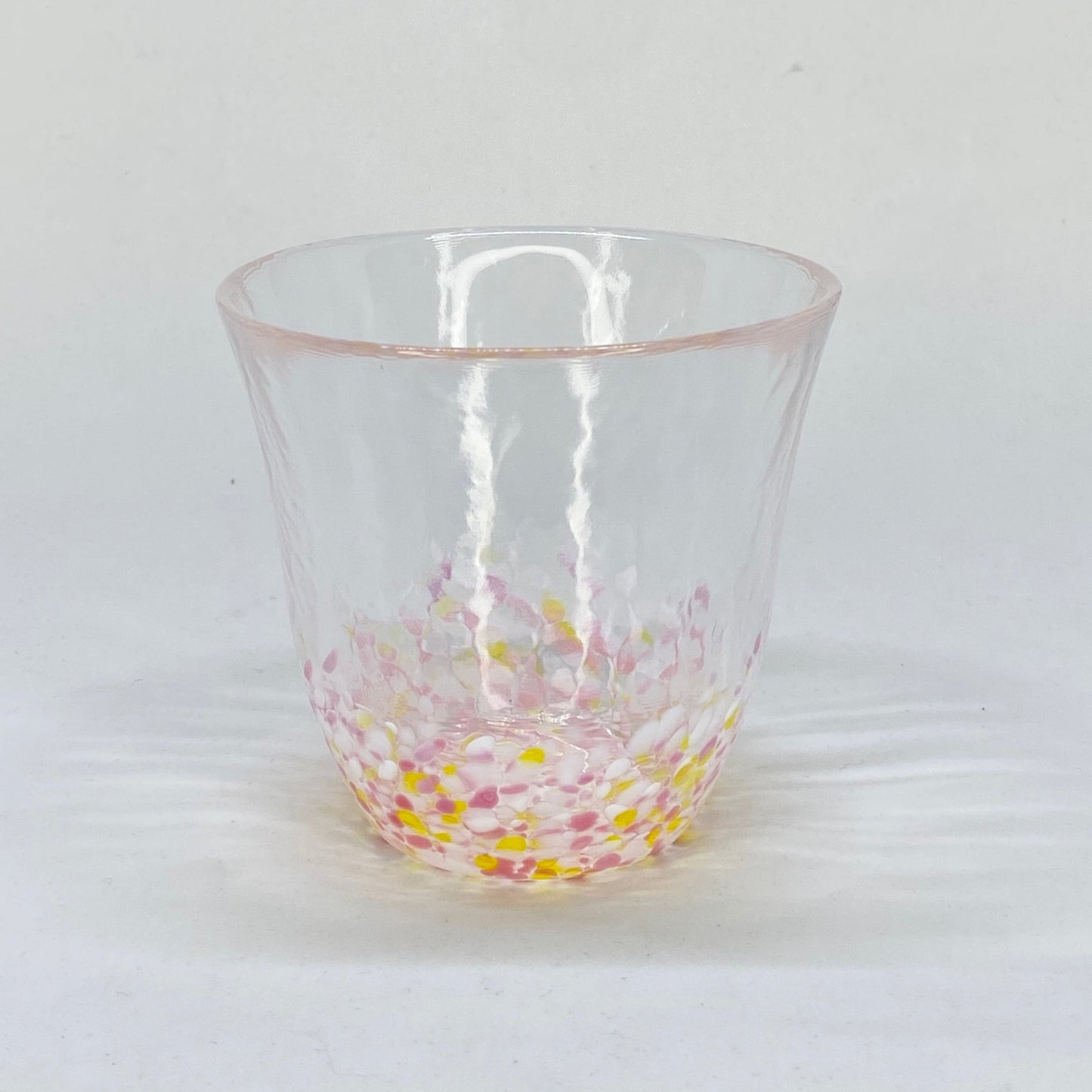 CHERRY BLOSSOMS AND RAPESEED FLOWERS HANDBLOWN GLASS TUMBLER