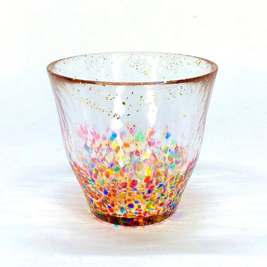 HANABI GOLD ACCENTED HANDBLOWN ROCK GLASS