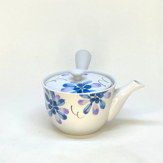 Purple and Blue Floral Side-handle Teapot