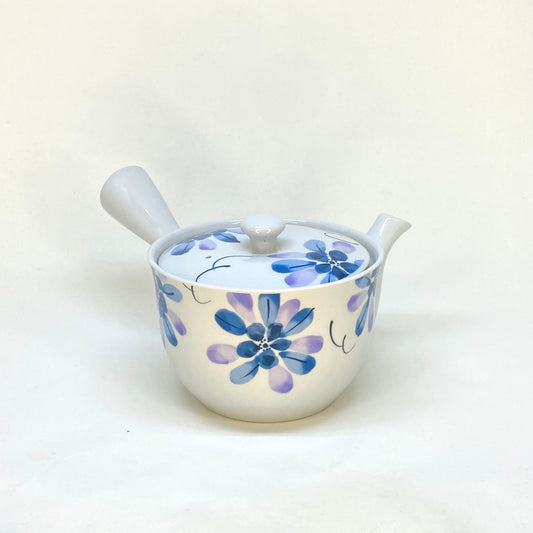 Purple and Blue Floral Side-handle Teapot