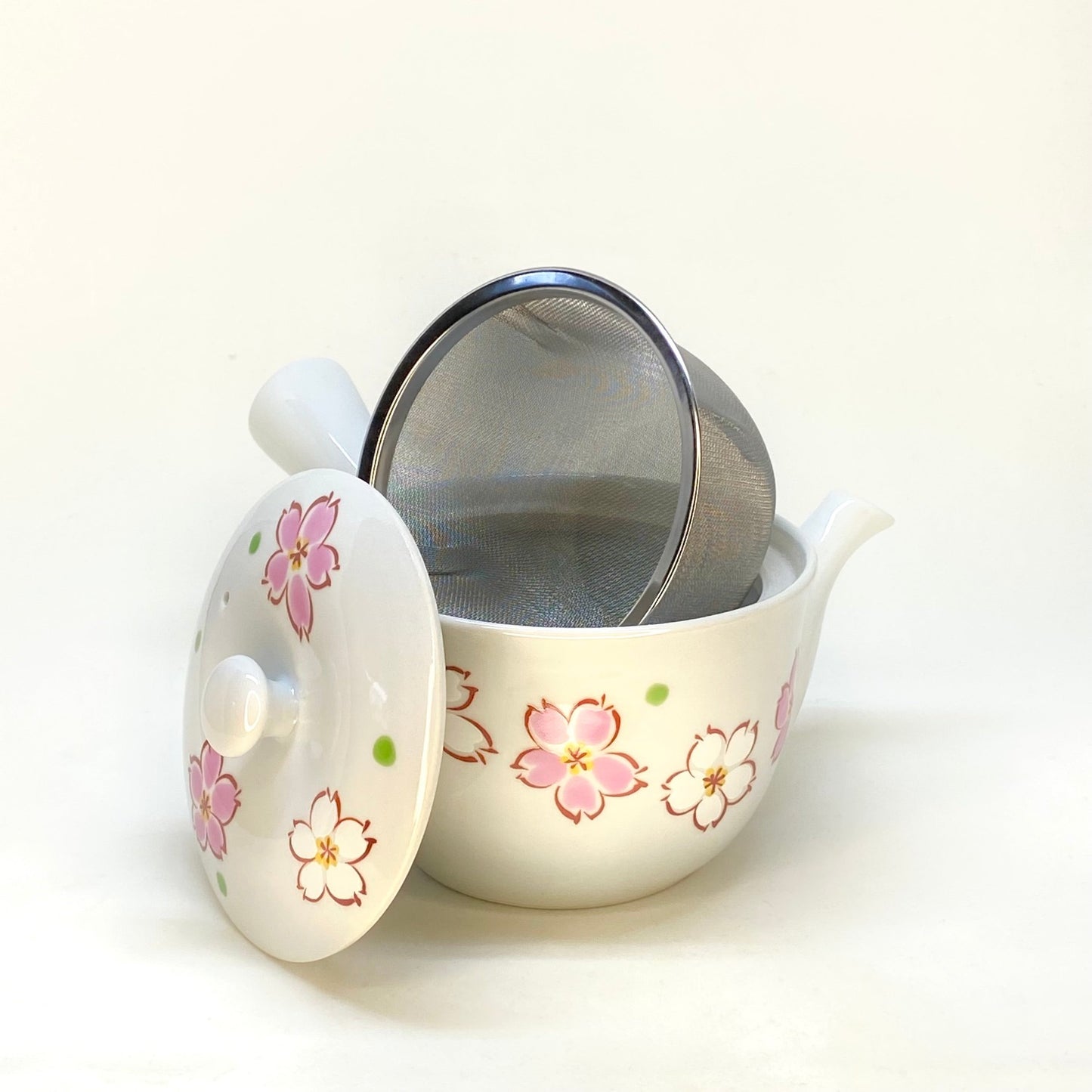 Dual Sakura Porcelain Side-handle Teapot